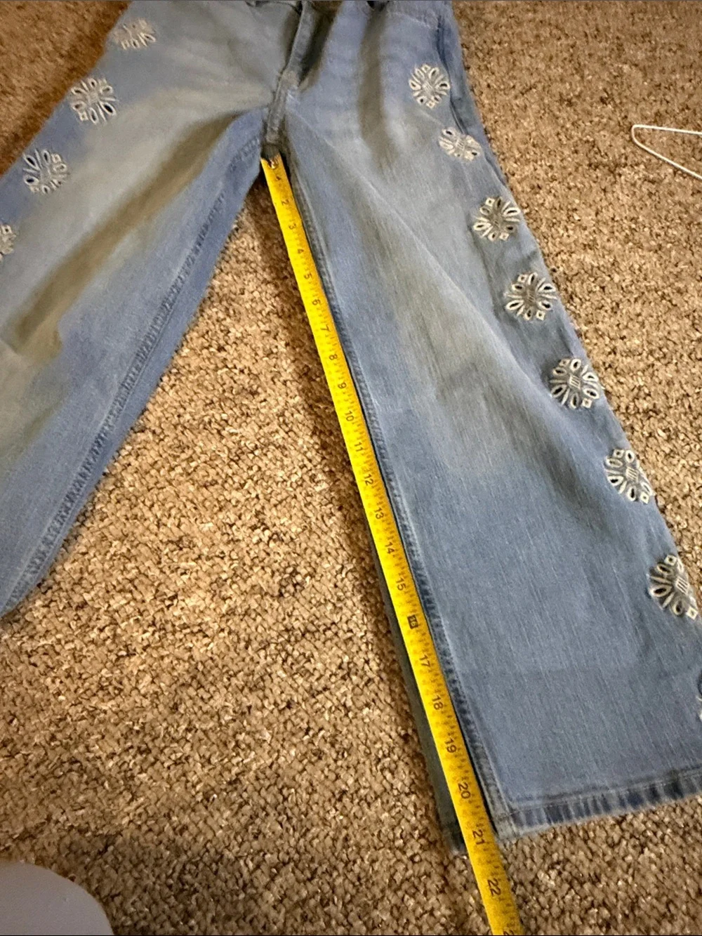 abercrombie kids Light Blue Embroidered high rise wide leg Jeans